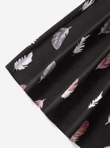 SHEIN Clasi 大碼羽毛印花腰帶半身裙 - 彩色 - 查看 4