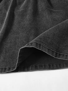 SHEIN EZwear Váy denim nữ màu trơn - màu đen - Xem 4