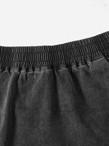 SHEIN EZwear Váy denim nữ màu trơn - màu đen - Xem 5