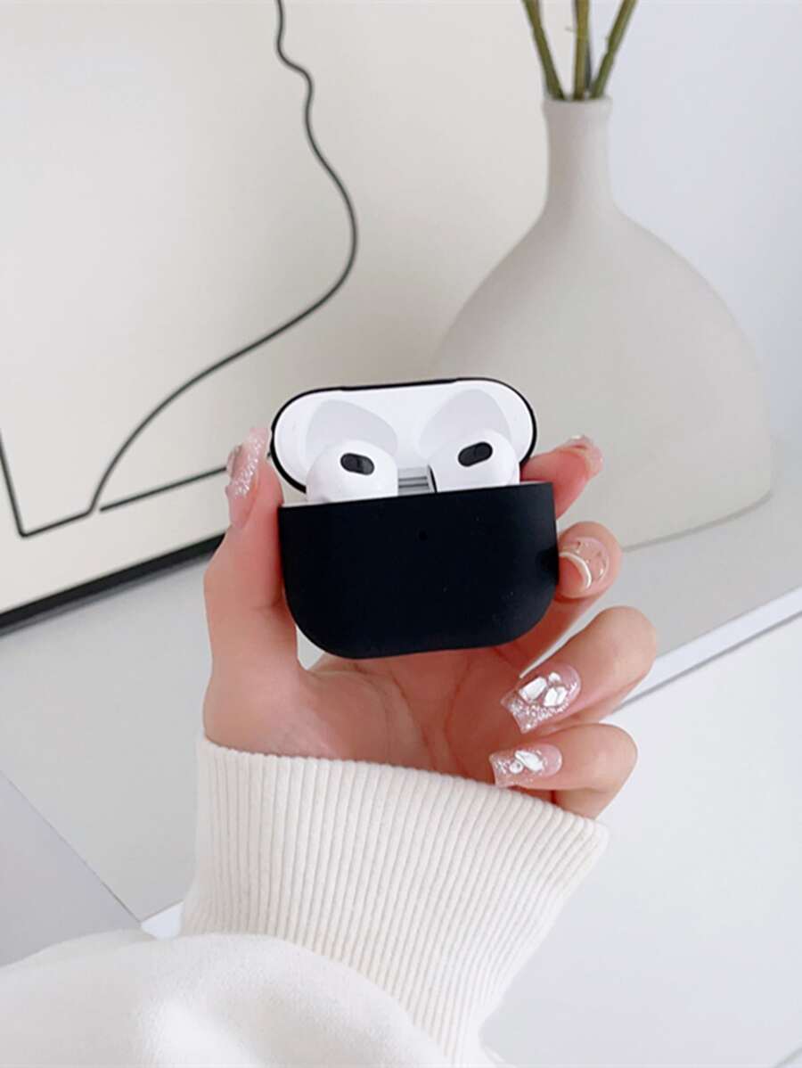 Vỏ bảo vệ silicon màu trơn tương thích với Airpod - màu đen - Xem 1