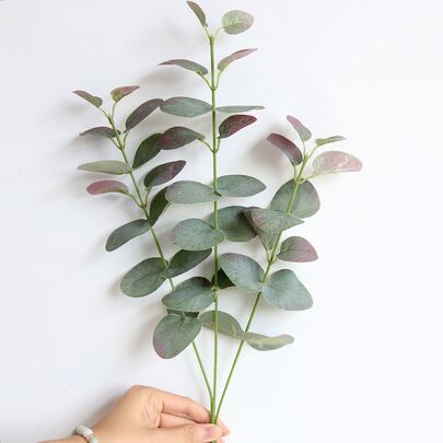 1/3 件人造叶子，真实触感叶子人造桉树茎，高 26 英寸长银元桉树茎绿化茎桉树叶喷雾绿色丝绸塑料植物花卉人造植物适用于家庭派对婚礼装饰、家庭壁炉浴室办公室派对装饰