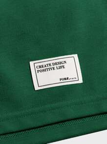 Manfinity VCAY Men's Casual Solid Color Drawstring Waist Shorts, Summer - Dark Green - View 5