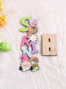 1入組木製裝飾物字母和小矮人裝飾傢居裝飾工藝品 - 彩色 - 查看 2