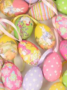 10入組/套復活節彩蛋裝飾可愛塑料卡通兔子設計裝飾品適合派對復活節 - 彩色 - 查看 2