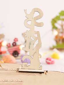 1入組木製裝飾物字母和小矮人裝飾傢居裝飾工藝品 - 彩色 - 查看 3