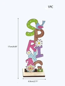 1入組木製裝飾物字母和小矮人裝飾傢居裝飾工藝品 - 彩色 - 查看 4