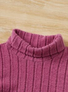 SHEIN Young Girl 3pcs Turtle Neck Tee Chic Outfits For Autumn/Winter - Multicolor - View 4