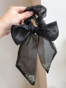 Bow Decor Scarf Hair Tie - Multicolor - View 1