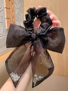 Bow Decor Scarf Hair Tie - Multicolor - View 2