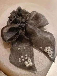 Bow Decor Scarf Hair Tie - Multicolor - View 3