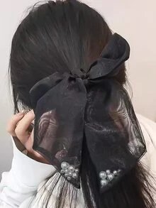 Bow Decor Scarf Hair Tie - Multicolor - View 4