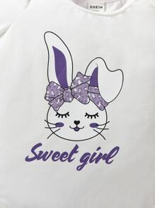 Baby Girl 3pcs Rabbit & Letter Graphic Bodysuit - Multicolor - View 3