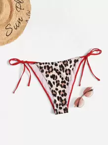 Bottom de bikini con estampado de leopardo con cordón lateral - Multicolor - Ver 1