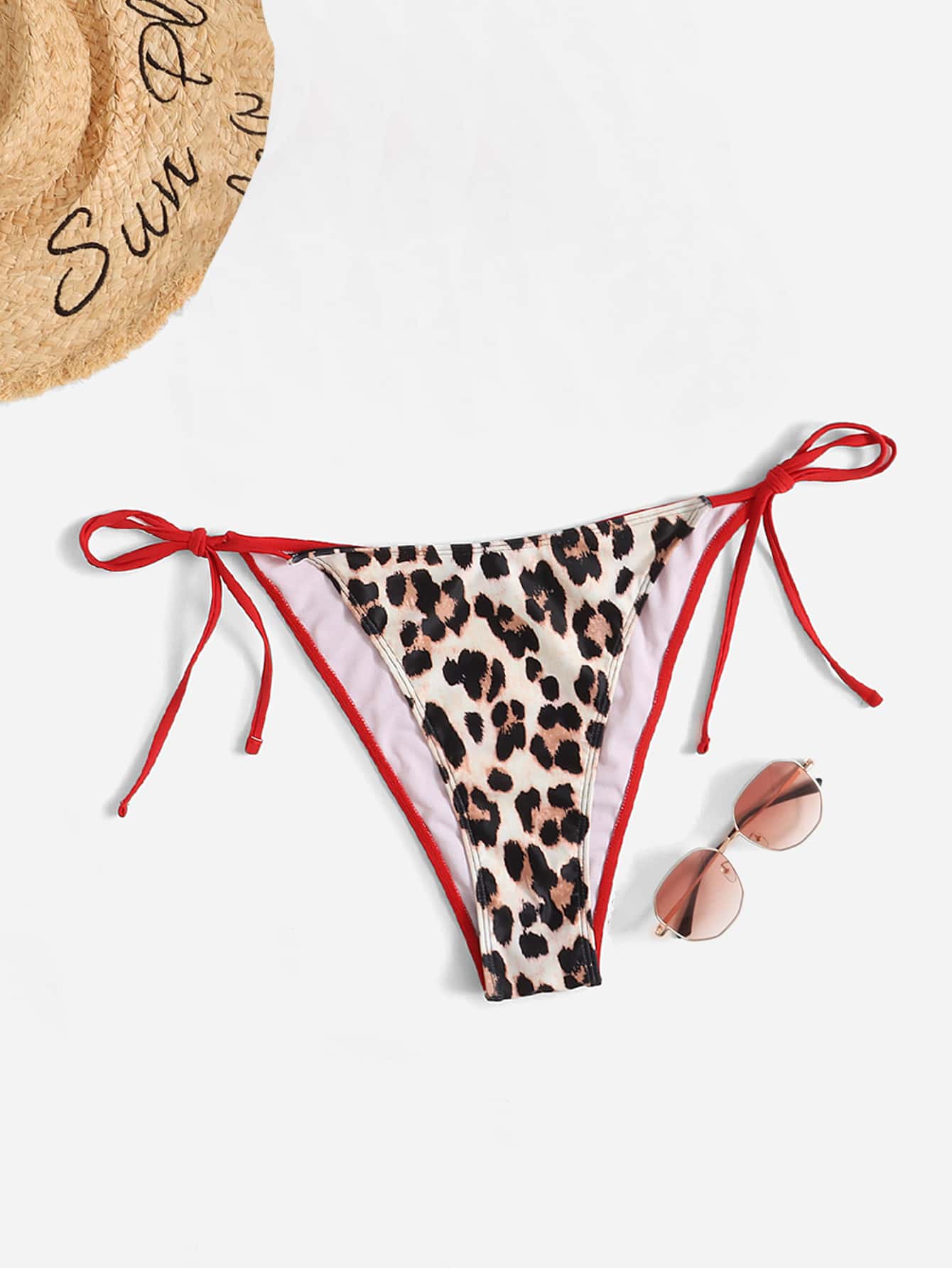 Bottom de bikini con estampado de leopardo con cordón lateral - Multicolor - Ver 1