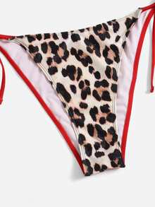 Bottom de bikini con estampado de leopardo con cordón lateral - Multicolor - Ver 4