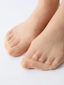 Contrast Lace Over The Knee Socks - Beige - View 3