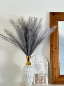 1pc Artificial 5-Prong Feather Plant, 9 Colors, Decoration Matching Flowers & Foliage For Weddings, Holidays, Parties, Outdoor Events, 65cm Height - Grey - View 8