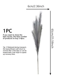 1pc Artificial 5-Prong Feather Plant, 9 Colors, Decoration Matching Flowers & Foliage For Weddings, Holidays, Parties, Outdoor Events, 65cm Height - Grey - View 3