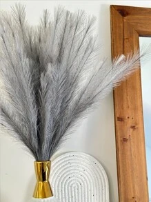 1pc Artificial 5-Prong Feather Plant, 9 Colors, Decoration Matching Flowers & Foliage For Weddings, Holidays, Parties, Outdoor Events, 65cm Height - Grey - View 6