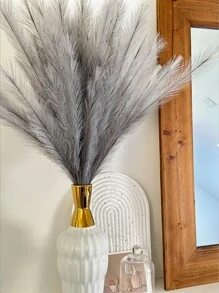 1pc Artificial 5-Prong Feather Plant, 9 Colors, Decoration Matching Flowers & Foliage For Weddings, Holidays, Parties, Outdoor Events, 65cm Height - Grey - View 7