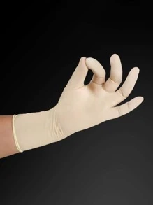 1pair Solid Color Disposable Glove, Simple Disposable Latex Glove For Home - Yellow - View 2