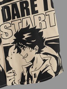 SHEIN 男孩字母人物圖案襯衫