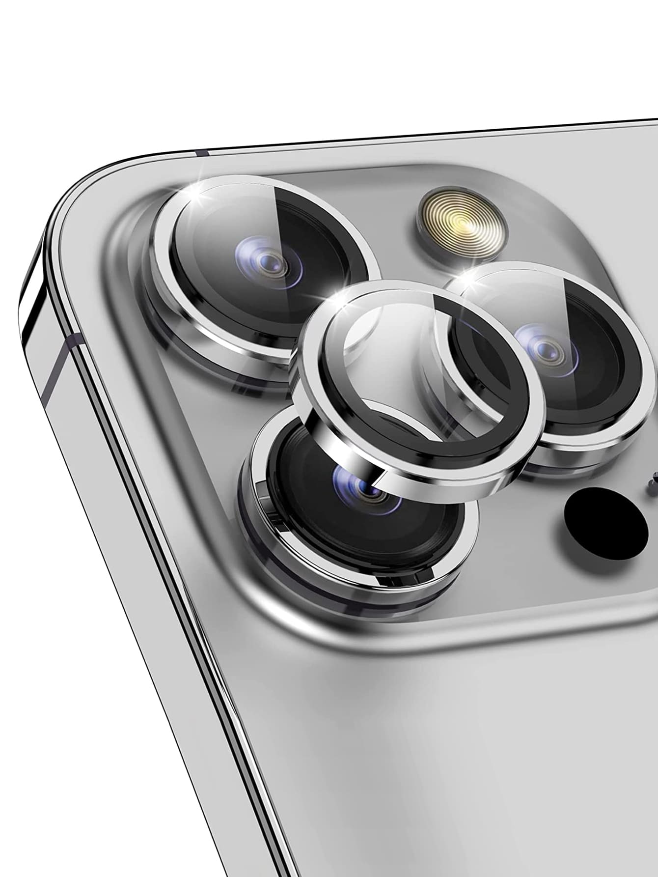 極簡手機鏡頭保護膜，相容於 iPhone 15/15Pro/15Plus/15Promax - 銀色 - 查看 1