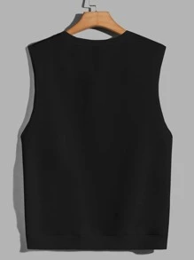 SWAVVY Men Heart Patched Tank Top Muscle Teestreetwear Tops - Black - View 3