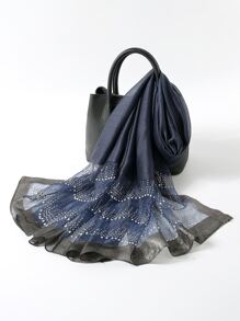 Rhinestone Decor Scarf - Navy Blue - View 1