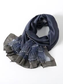 Rhinestone Decor Scarf - Navy Blue - View 4