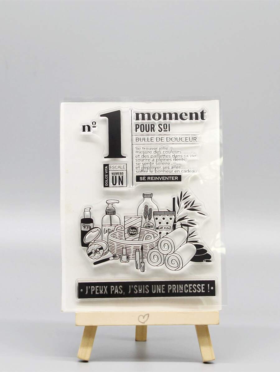 1pc Slogan Graphic Silicone Stamp - Clear - View 1