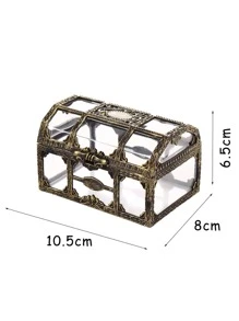 1pc PP Storage Box, Vintage Treasure Chest Design Desktop Organizer For Home - Bronze - View 2