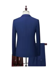 Manfinity Mode Men 1pc Single Button Blazer & 1pc Suit Trousers - Navy Blue - View 2