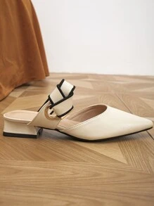 女士結飾尖頭平底優雅戶外平底鞋 - 米色 - 查看 3