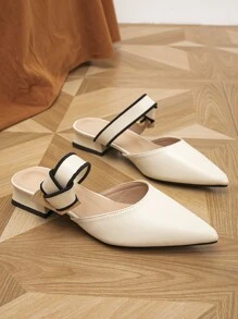 女士結飾尖頭平底優雅戶外平底鞋 - 米色 - 查看 5