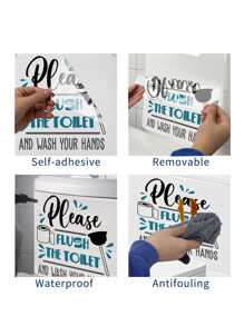 1入組防水PVC馬桶蓋貼花浴室現代標語圖形馬桶蓋貼紙 - 黑與白 - 查看 7
