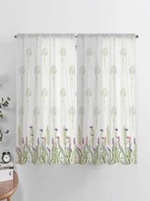 Flower Pattern Single Panel Curtain, Pastoral Polyester Single Panel Blackout Curtain For Bedroom And Living Room - Multicolor - View 1