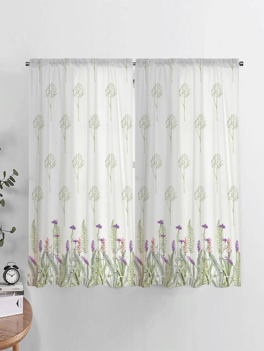 Flower Pattern Single Panel Curtain, Pastoral Polyester Single Panel Blackout Curtain For Bedroom And Living Room - Multicolor - View 1