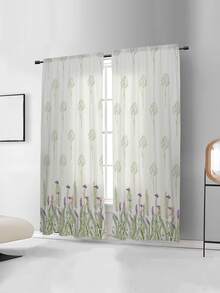 Flower Pattern Single Panel Curtain, Pastoral Polyester Single Panel Blackout Curtain For Bedroom And Living Room - Multicolor - View 4