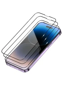 3 件装防摔高清屏幕保护钢化膜适用于 iPhone 适用于 iPhone 16/16 Plus/16 Pro/16 Pro Max/15/15Pro/15 Plus/15 Pro Max/14/13/12/11 - 黑色 - 查看 1