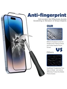 3 件装防摔高清屏幕保护钢化膜适用于 iPhone 适用于 iPhone 16/16 Plus/16 Pro/16 Pro Max/15/15Pro/15 Plus/15 Pro Max/14/13/12/11 - 黑色 - 查看 5