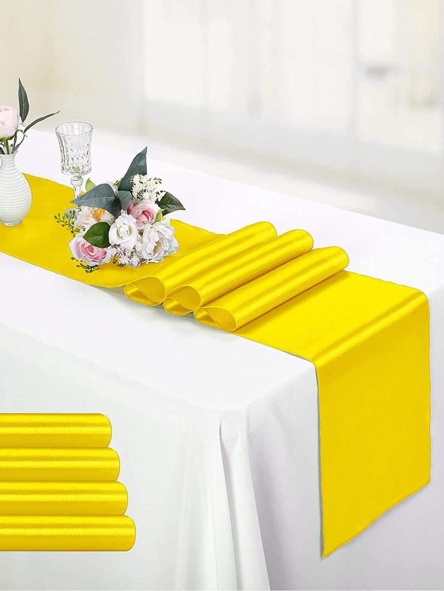 1入組黃色桌旗家用極簡主義滌綸桌旗餐桌 - 金色 - 查看 1