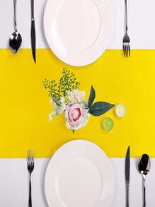 1入組黃色桌旗家用極簡主義滌綸桌旗餐桌 - 金色 - 查看 3