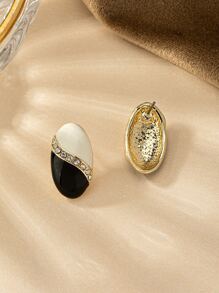 2pcs/set Two Tone Stud Earrings - Multicolor - View 2