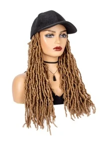 合成長編織可調節棒球帽假髮柔軟 Nu 人造假髮假髮接髮帶帽子女式日常使用 - 金色 - 查看 5