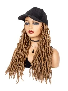 合成長編織可調節棒球帽假髮柔軟 Nu 人造假髮假髮接髮帶帽子女式日常使用 - 金色 - 查看 6