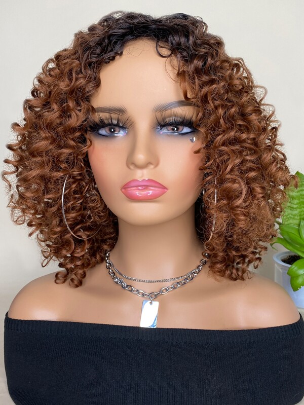 Synthetic Heat Resistant Wigs Kinky Curly Short Wigs Two Tone Ombre