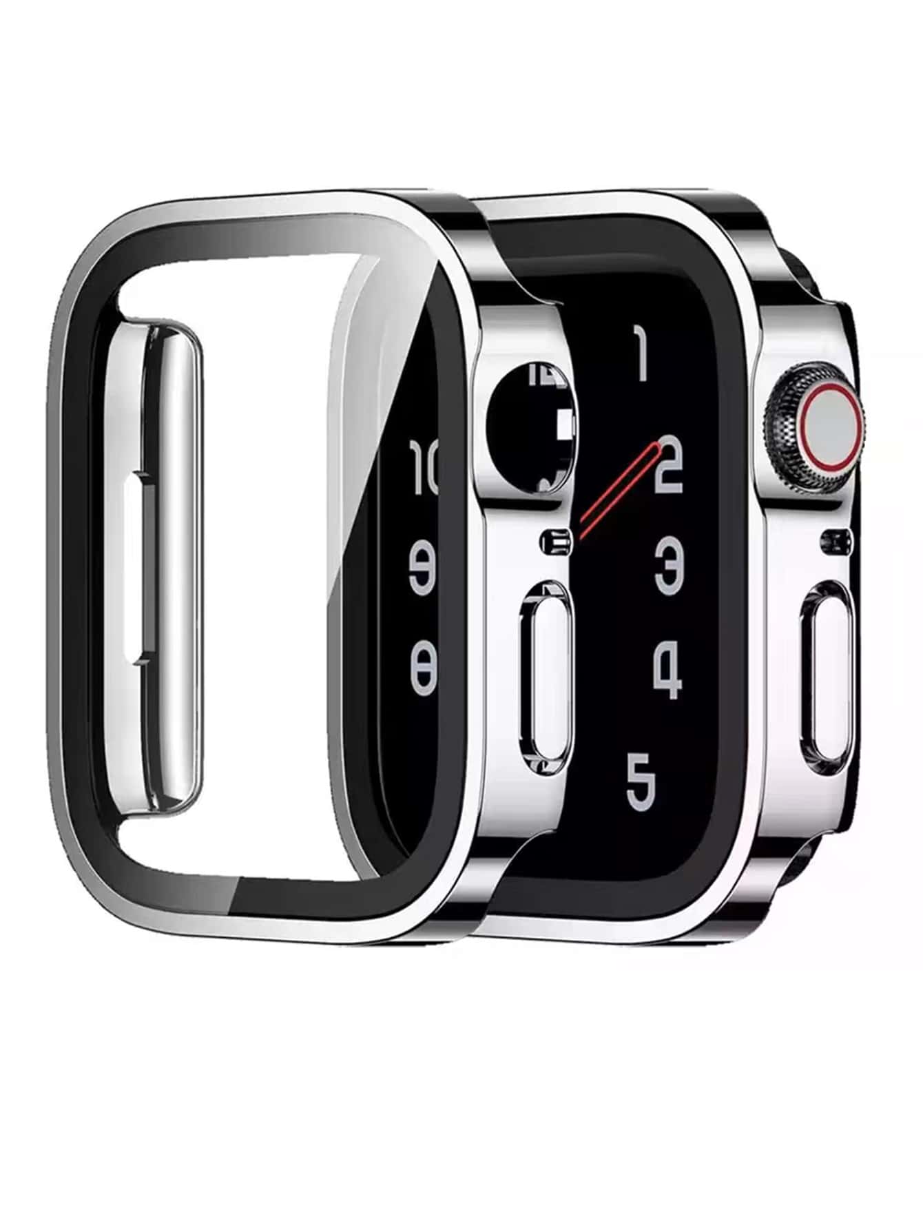 電鍍全屏覆蓋螢幕保護貼，適用於蘋果手錶 - 銀色 - 查看 1