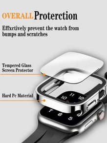 電鍍全屏覆蓋螢幕保護貼，適用於蘋果手錶 - 銀色 - 查看 3