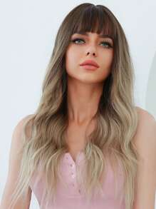 Tóc giả tổng hợp sóng dài có tóc mái - Ombre - Xem 1